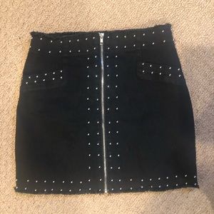 Black jean mini skirt